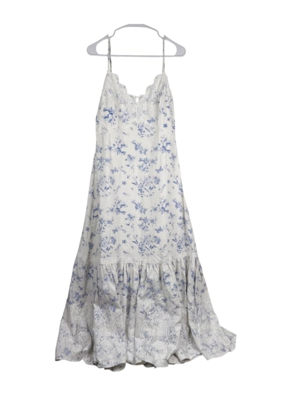 Aqua Women's Babydoll Maxi Cottage Core Coquette Tiered Floral Dress Size M NWT
